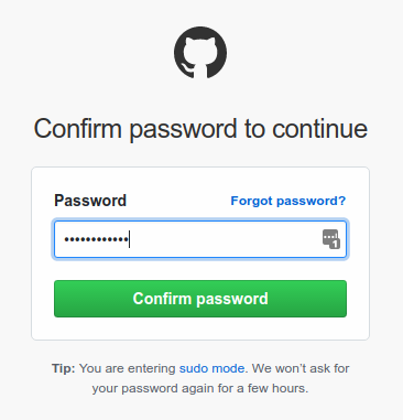 ввод пароля от GitHub